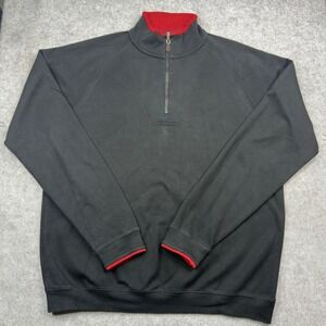 Peru Unlimited Mens Large Black 100% Pima Cotton Quarter Zip Pullover Sweater